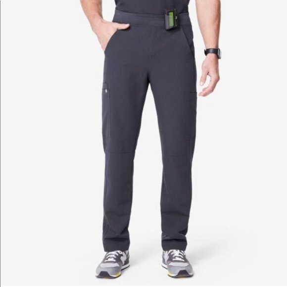 Figs Mens Slim Axim Cargo Scrub Pants XS Straight Leg 7 Pocket Charcoal Gray
